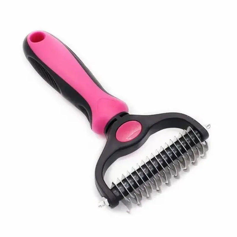 Professional Pet Grooming Rake - Double-Sided Dematting and Deshedding Tool for Long-Haired Dogs and Cats, Extra-Wide Brush to Reduce Shedding by 95%