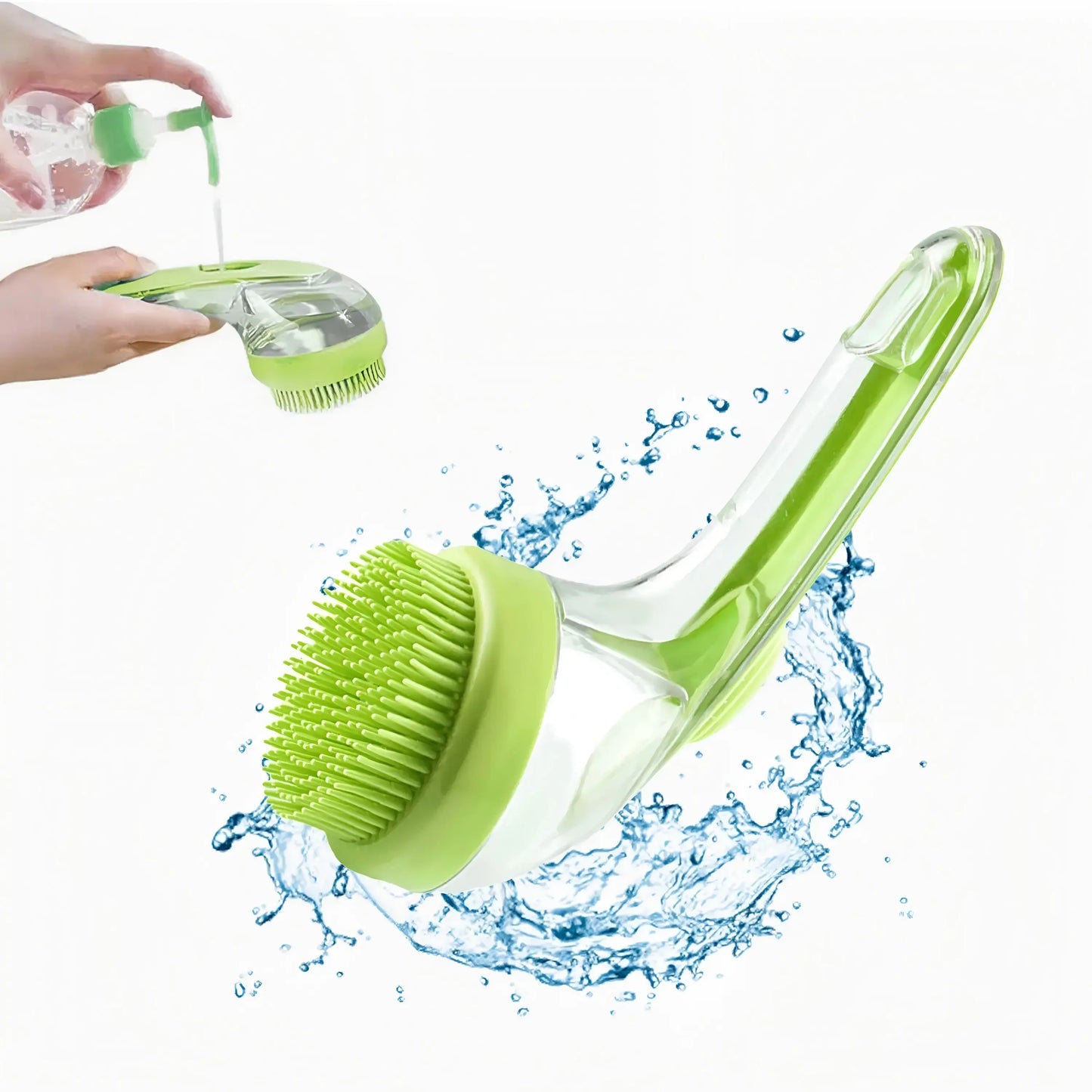2-in-1 Pet Bath Brush with Integrated Shampoo Dispenser for Dogs and Cats - Suitable for Long and Short Hair
