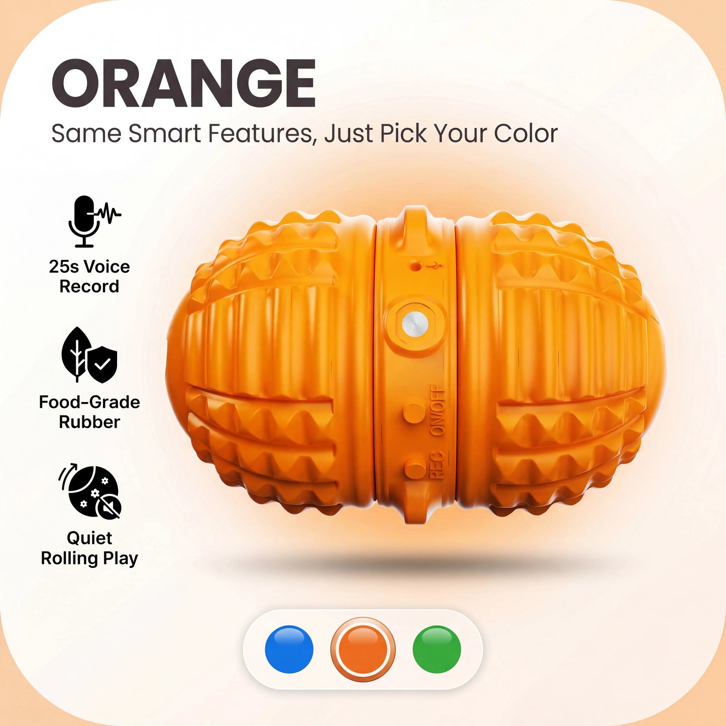 Interactive Automatic Moving Ball for Dogs - Rechargeable, Water-Resistant, Dual Motor Pet Toy with Voice Recording and Rope for Indoor Play
