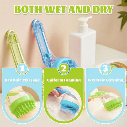 2-in-1 Pet Bath Brush with Integrated Shampoo Dispenser for Dogs and Cats - Suitable for Long and Short Hair