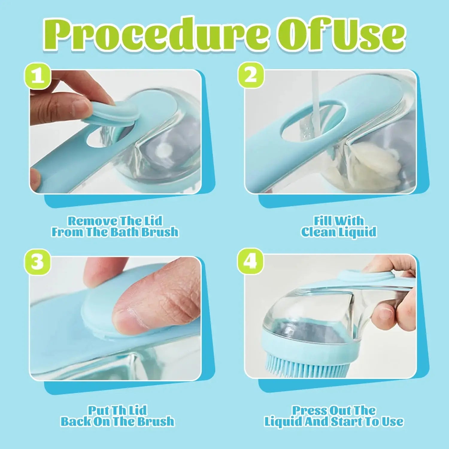 2-in-1 Pet Bath Brush with Integrated Shampoo Dispenser for Dogs and Cats - Suitable for Long and Short Hair