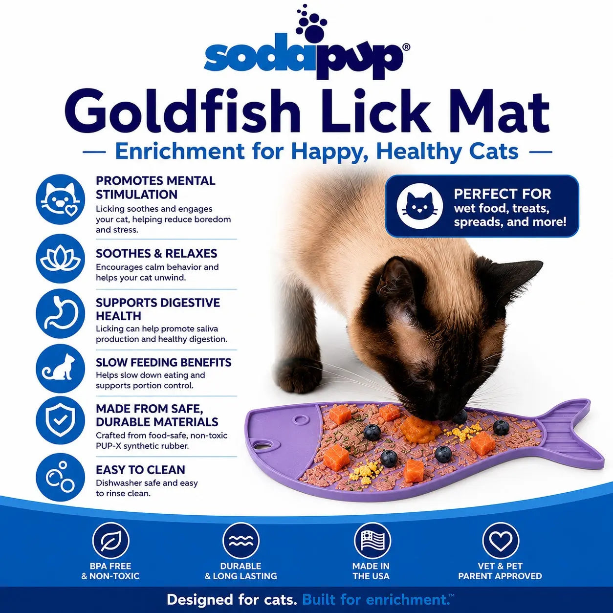Goldfish Emat Small Enrichment Lick Mat for Cats by Sodapup