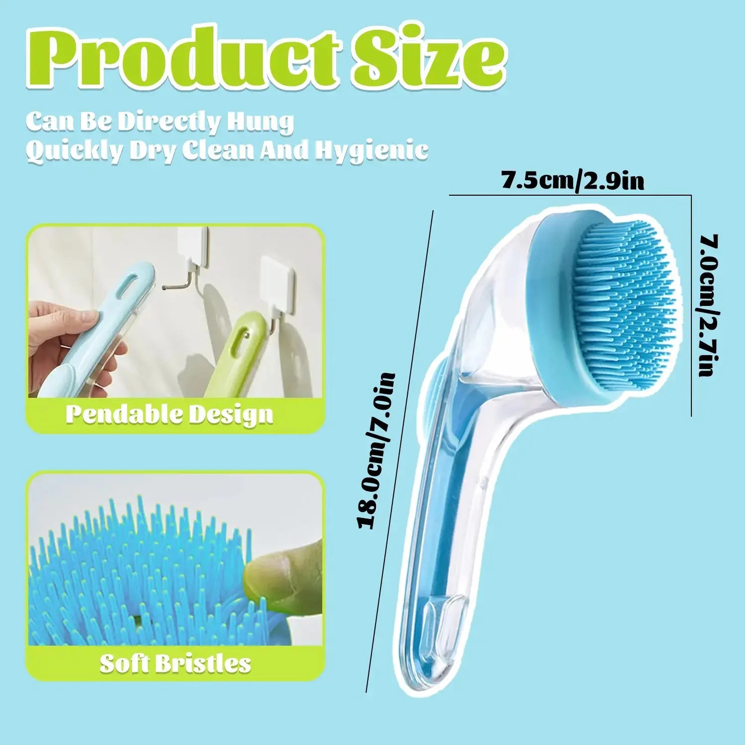 2-in-1 Pet Bath Brush with Integrated Shampoo Dispenser for Dogs and Cats - Suitable for Long and Short Hair