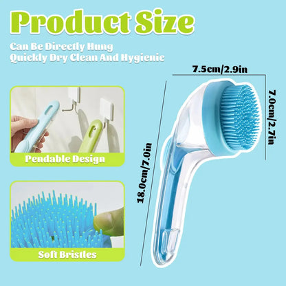 2-in-1 Pet Bath Brush with Integrated Shampoo Dispenser for Dogs and Cats - Suitable for Long and Short Hair