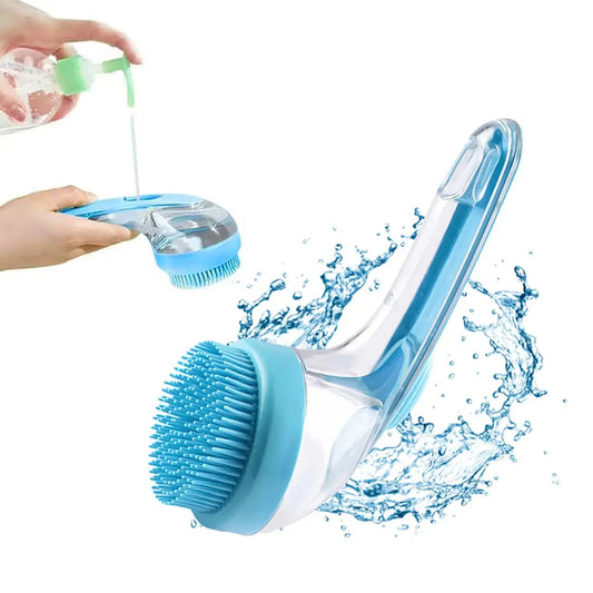 2-in-1 Pet Bath Brush with Integrated Shampoo Dispenser for Dogs and Cats - Suitable for Long and Short Hair
