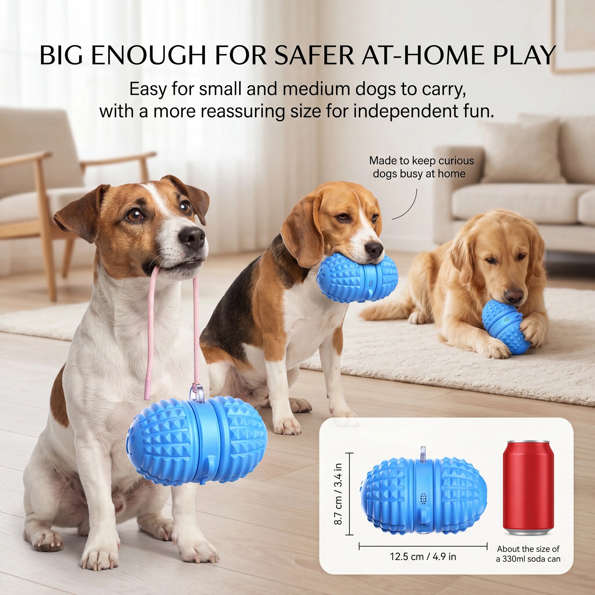 Interactive Automatic Moving Ball for Dogs - Rechargeable, Water-Resistant, Dual Motor Pet Toy with Voice Recording and Rope for Indoor Play