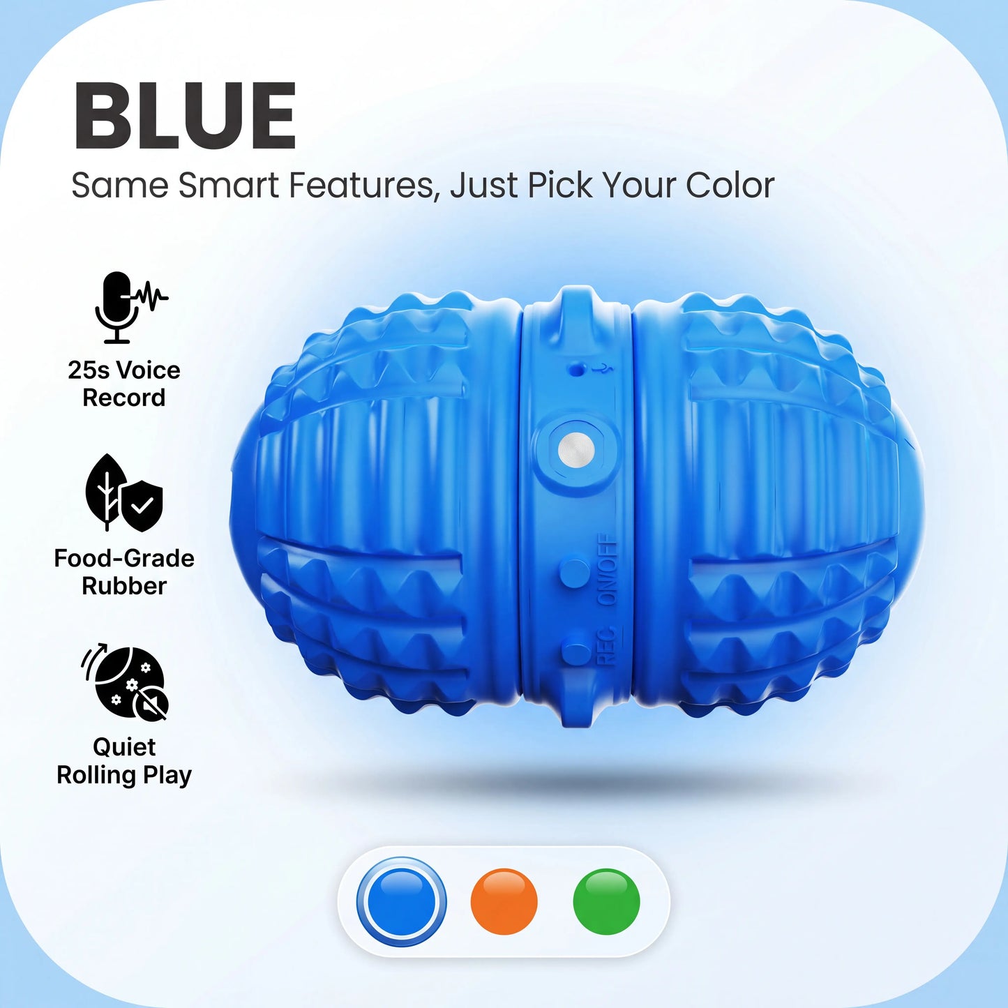 Interactive Automatic Moving Ball for Dogs - Rechargeable, Water-Resistant, Dual Motor Pet Toy with Voice Recording and Rope for Indoor Play