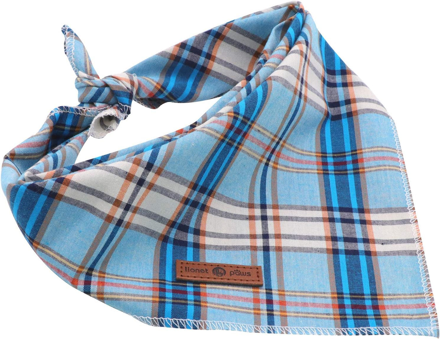 Blue Plaid Dog Bandana and Cat Kerchief - Triangle Bib Scarf for Small, Medium, and Large Pets