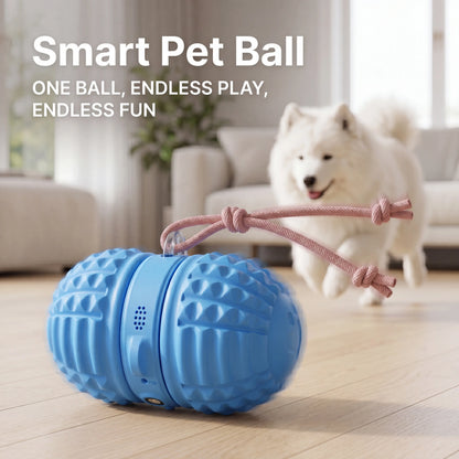 Interactive Automatic Moving Ball for Dogs - Rechargeable, Water-Resistant, Dual Motor Pet Toy with Voice Recording and Rope for Indoor Play