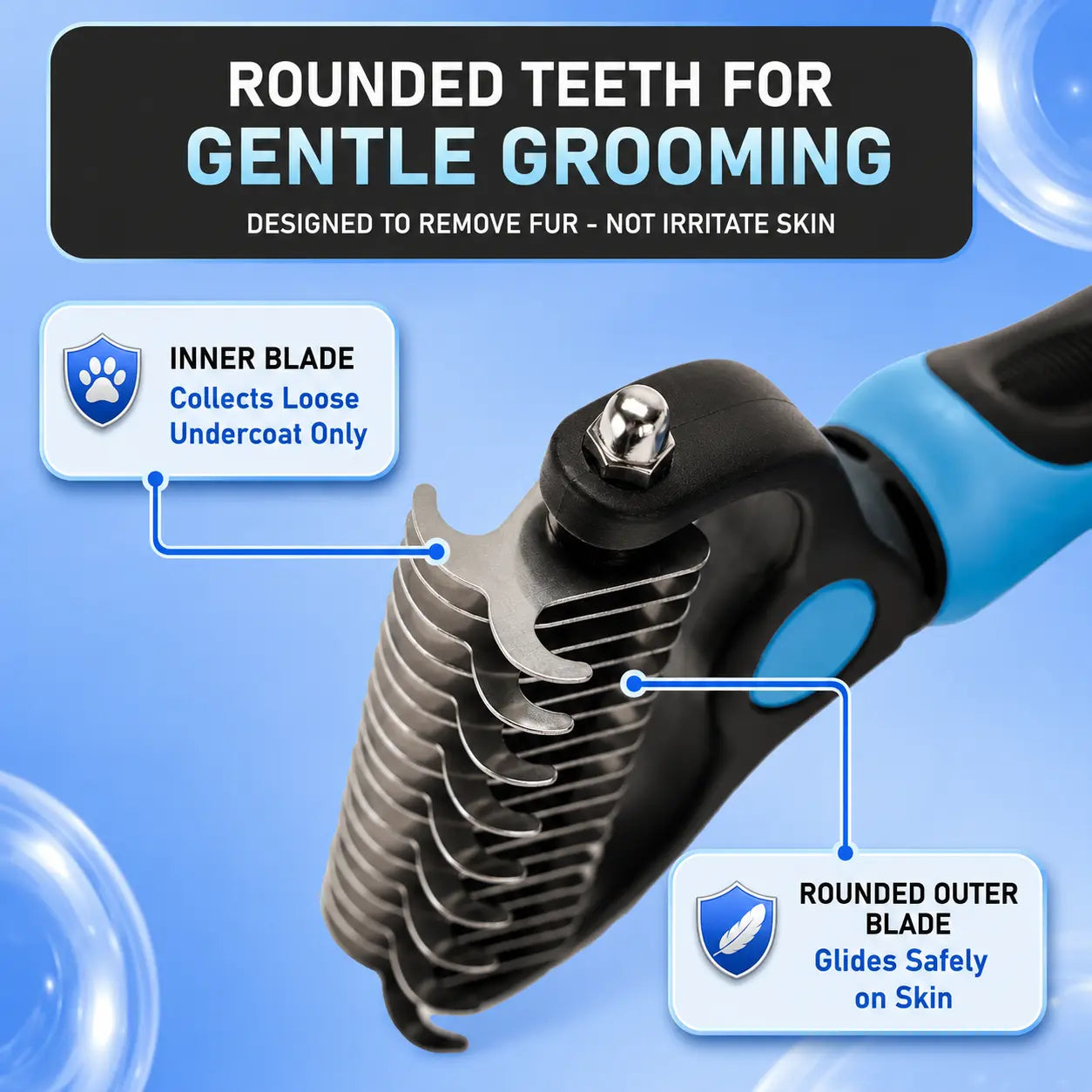 Professional Pet Grooming Rake - Double-Sided Dematting and Deshedding Tool for Long-Haired Dogs and Cats, Extra-Wide Brush to Reduce Shedding by 95%