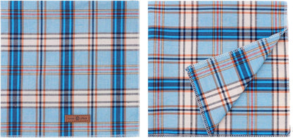 Blue Plaid Dog Bandana and Cat Kerchief - Triangle Bib Scarf for Small, Medium, and Large Pets
